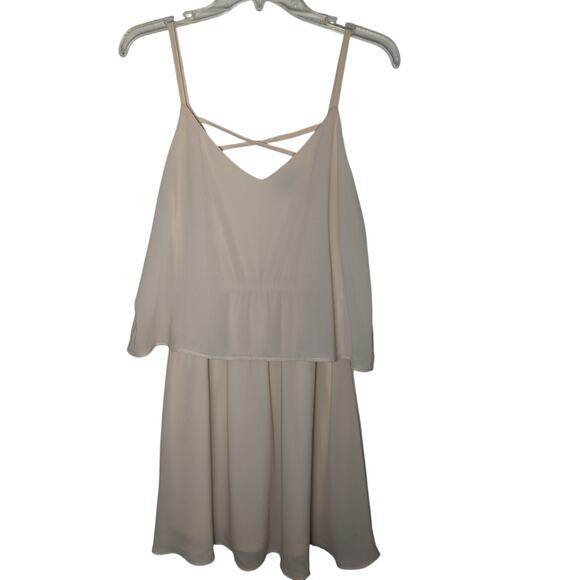 Vila Clothes Cream Flowy Mini Dress Size S - Picture 3 of 8